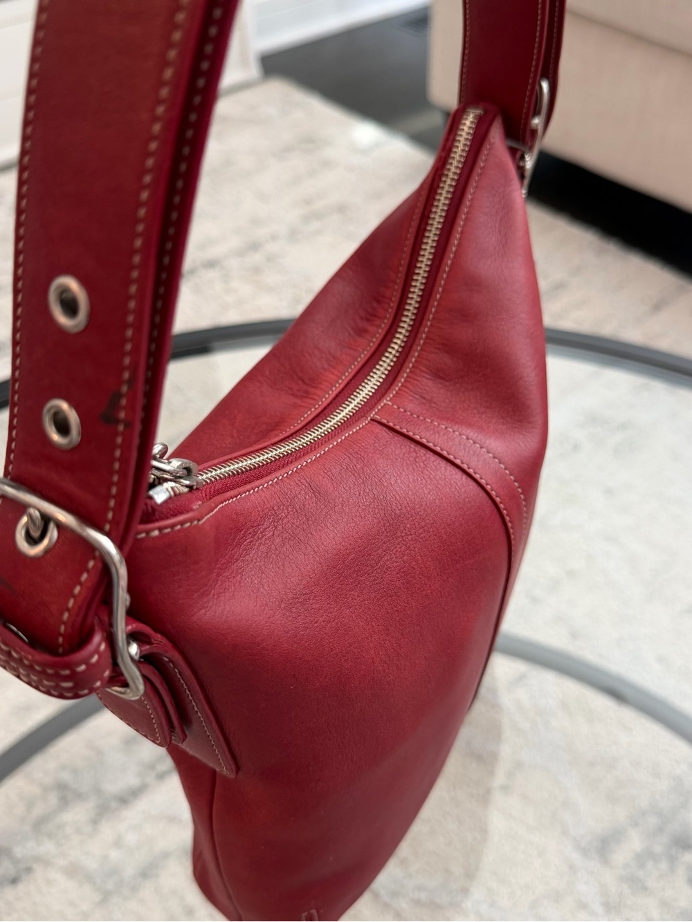 Coach vintage red Leather Shoulder Bag 9326 - Picture 3 of 8